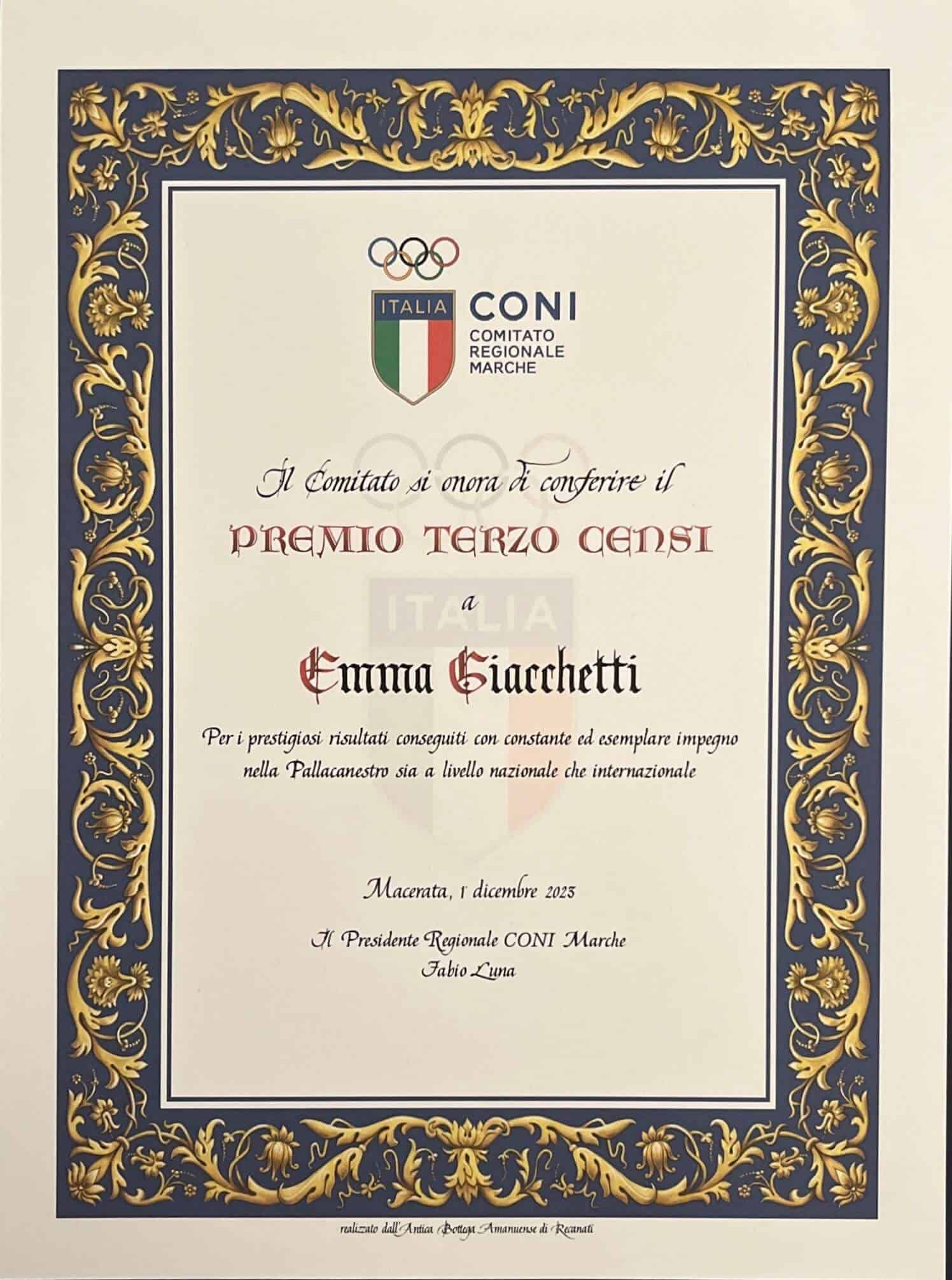 emma giacchetti premio terzo censi coni 2023
